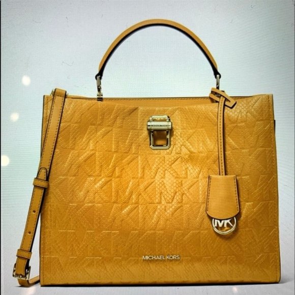 Michael Kors Penelope Large Top Handle Satchel Marigold Color - Picture 16 of 16